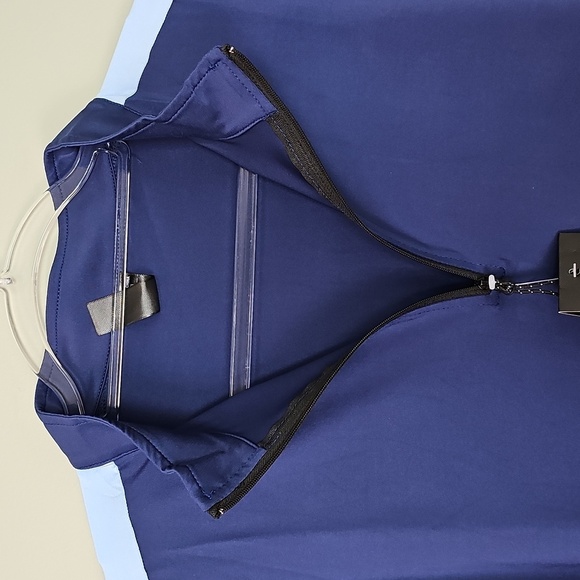 Men's Performance Quarter-Zip Athletic Reflective Shirt 1/4 Zip Workout Navy MED - Picture 6 of 6